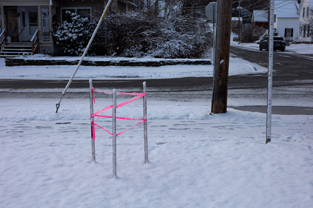 Pink Tape and Snow